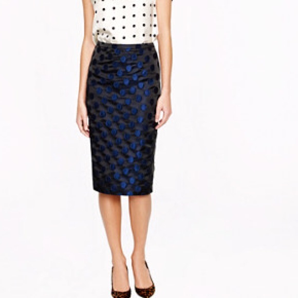 J. Crew Dresses & Skirts - J. Crew Sateen Polka Dot Pencil Skirt Size 4